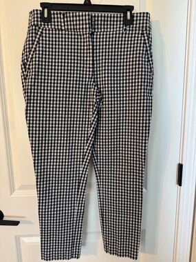 LOFT Black and White Gingham Cropped Pants